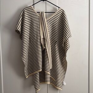 Ann Taylor Beige and Black Striped Cape